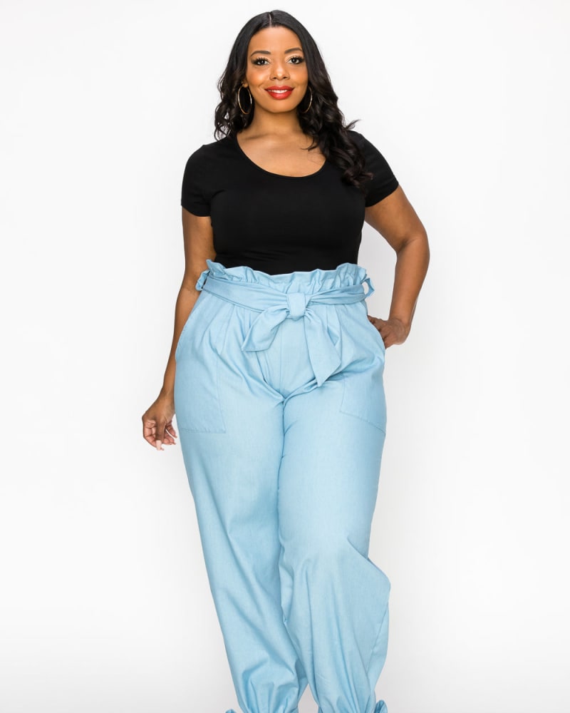 Plus size high waisted paperbag sale trousers